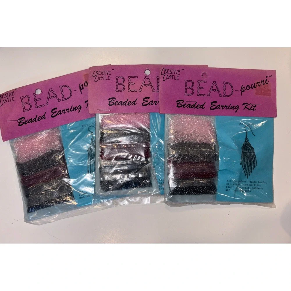 Vintage Earring Making Kits Creative Castle Bead-pourri Beaded Sealed Lot Of  3